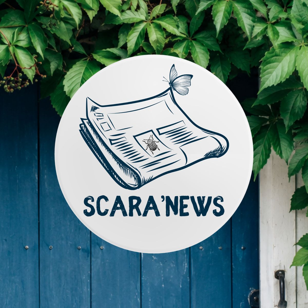 Logo de Scaraânews : un journal pliĂ© et un papillon.